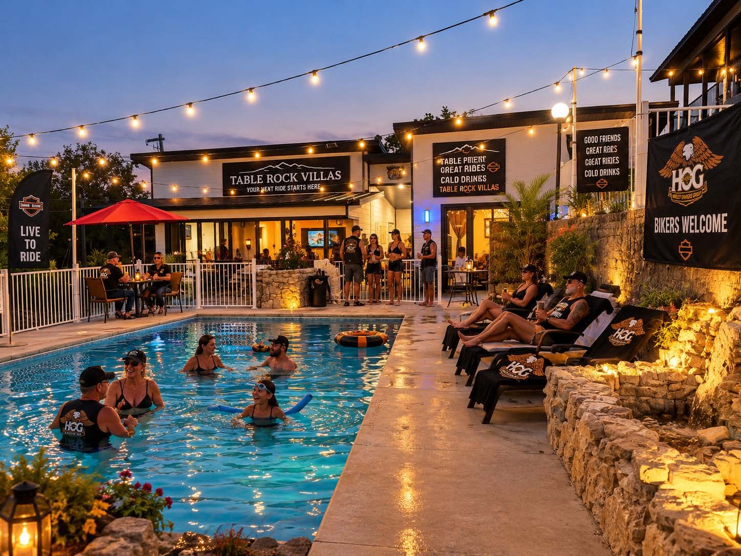 HOG chapter pool party at Table Rock Villas